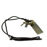 Naszyjnik skóra linijka z metalem w etui PS05 B201'