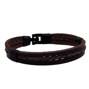 Bransoleta skóra ze stainless steel w etui PS05 B146'