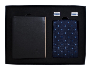 ZESTAW PORTFEL RA118 SKÓRA Z KRAWATEM I SPINKAMI KW8KS111