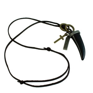 Naszyjnik skóra z metalem w etui PS05 B202'