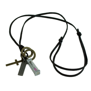 Naszyjnik skóra z klepsydra metalem w etui PS05 B200'
