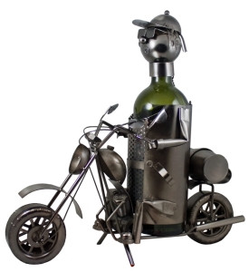 STOJAK METALOWY NA BUTELKĘ 0,75 L."MOTOCYKLISTA" W78