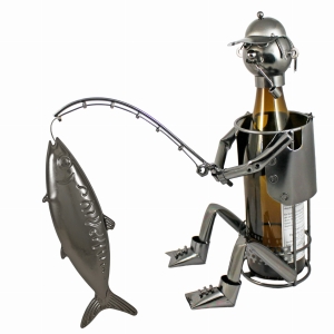 STOJAK METALOWY NA BUTELKĘ 0,75 L."WĘDKARZ SIEDZ." W48