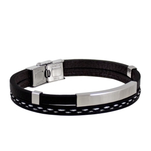 Bransoleta skóra ze stainless steel w etui PS05 B121'