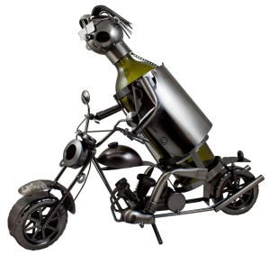 STOJAK METALOWY NA BUTELKĘ 0,75 L."MOTOCYKLISTA" W98