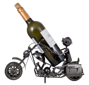 STOJAK METALOWY NA BUTELKĘ 0,75 L."MOTOCYKLISTA" W163
