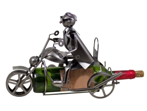 STOJAK METALOWY NA BUTELKĘ 0,75 L."MOTOCYKLISTA" W164