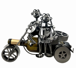 STOJAK METALOWY NA BUTELKĘ 0,75 L."MOTOCYKLIŚCI" W153