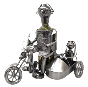 STOJAK METALOWY NA BUTELKĘ 0,75 L."MOTOCYKLIŚCI"  W145