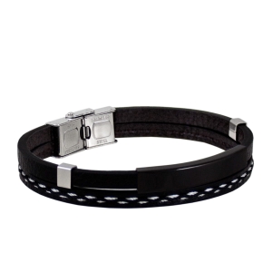 Bransoleta skóra ze stainless steel w etui PS05 B124'