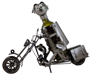 STOJAK METALOWY NA BUTELKĘ 0,75 L."MOTOCYKLISTA" W99